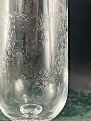 Import Associates Clear Etched Glass Cascade Champagne Flute Multifaceted Ball