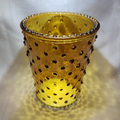 Unmarked Amber Hobnail Glass Tumbler 5 in Tall 4 in Diameter