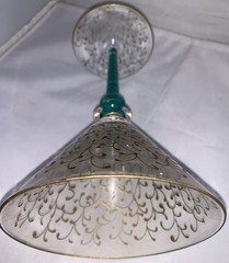 Pier 1 Rioja Martini Glass Jubilee Hand Painted Gold Scrolls Green Stem 8 Inch
