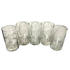 Vintage Cocktail Glasses Game Fish Swordfish Sport Fishing Barware Set of 5