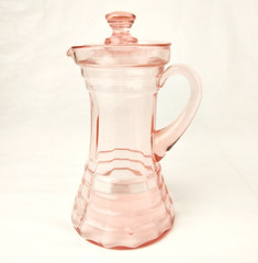 Dunbar Flint Glass Co. Art Deco Lidded Pitcher4 Tumblers Pink Depression Glass