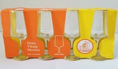 Vintage Derma Viking Sherries Set Of 4 Glasses Made In England NEW