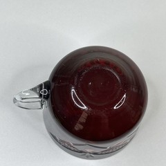 Ajka Fifth Avenue Ltd Crystal Punch Cup Mug and Tray Plate Intricate Cut Red