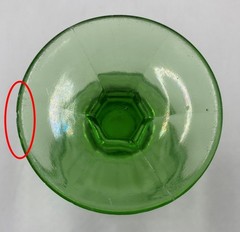 Hazel Atlas Colonial Block Green Uranium Goblet Glass