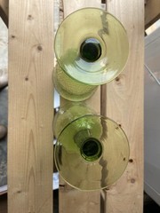 2 Footed Hazel Atlas Avocado Green Wine Glasses 12oz Pebble Texture