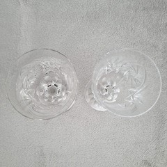 American Cut Eleanor Water Goblets Set Of 2 Crystal Stemware Pinwheel Fan VTG