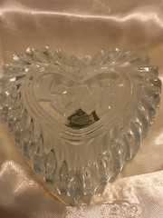 Vint. Over 24% HAND CUT Lead Crystal Heart Trinket Box ZAJECAR YUGOSLAVIA MINT