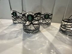 Art Glass Set of 4 String Art 3D Cocktail Highball Glasses 8»