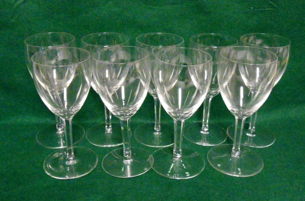 Val St Lambert TYROL 7-1/8″ Tall Water Goblets SOLD IN SET OF NINE GOBLETS