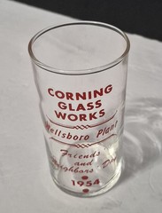 CORNING GLASS WORKS Wellsboro Plant Friends and Neighbors Day 1954 Glass Tumbler