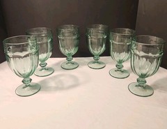 Vintage Libbey Duratuff Gibraltar Spanish Green Water Goblets Set Of 6