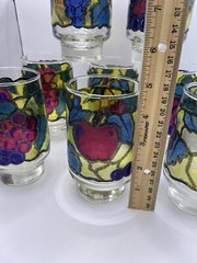 Libbey Stained Glass Fruit Pattern Water Tea Glasses Set Of 8
