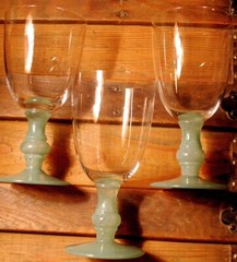 Vintage Set 3 ISABELLE GREEN Water Goblets Glasses VILLEROY & BOCH Jade 6 7/8″