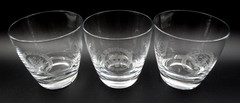 3 VINTAGE FOSTORIA GLASS HOUSE OF REPRESENTATIVES SEAL OLD FASHIONED TUMBLERS