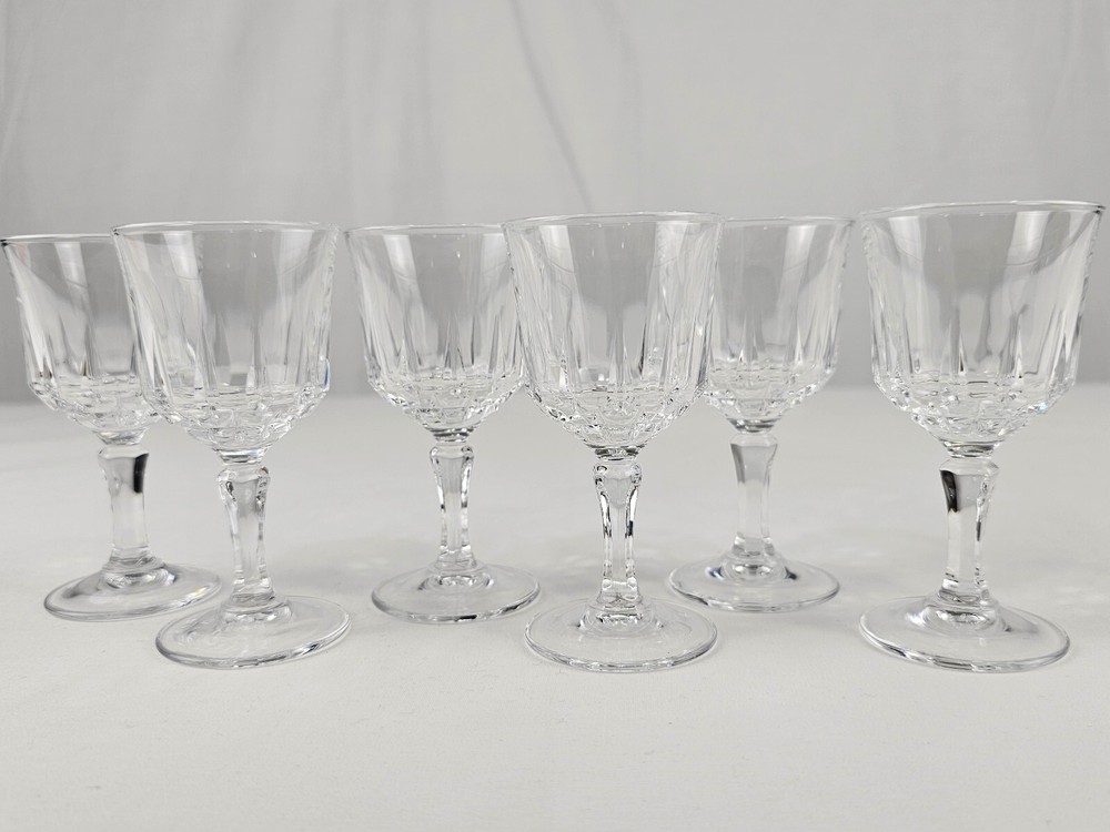 Vintage Crystal Wine/Water Goblets, Set of 6, 3.75″ Tall