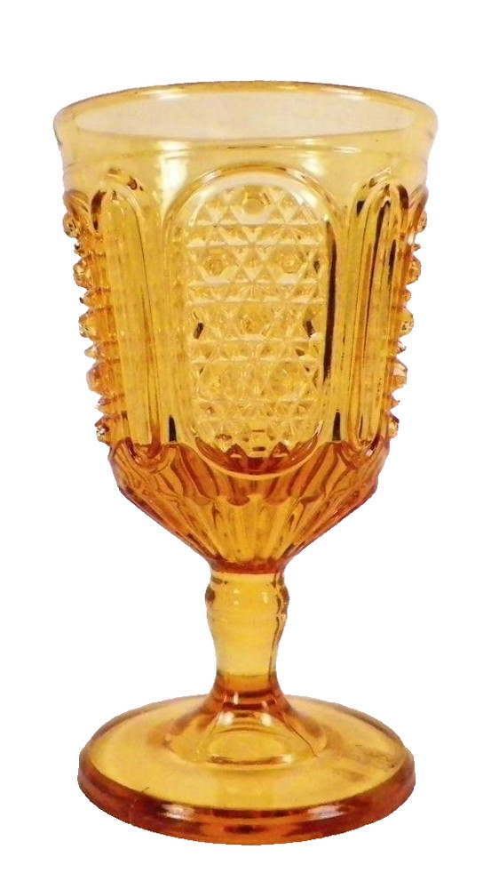 Fine Cut & Panel Wine Goblet Amber Campbell Jones & Co EAPG 1884 Antique