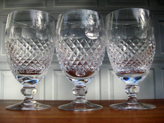 Set of 3 High Quality Cut Crystal Wine Glasses 5 3/4″H