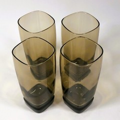 Libbey Carrington Tawny Smoke 6 1/8” Tumblers Weighted Square Bottom Set of 4