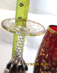 MURANO~24KT GOLD~GILDED FLORAL~GLASS CHAMPAGNE/ WINE FLUTE~LABEL ON BOTTOMS
