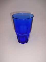 Vintage Libbey Crisa Cobalt Blue Drinking Glass 8 Panels Octagon 16 Oz 5-3/8″