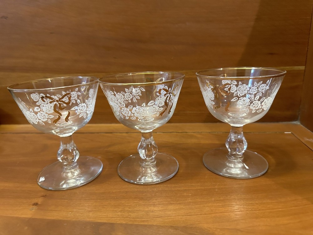 Libbey Glass Stemmed Glassware White Rose Gold Ribbon – 3