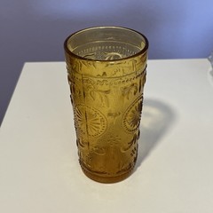 Vintage Brockway Glass Tumbler Flat Bottom American Concord Amber 5.5″H