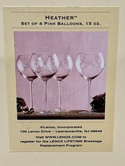 4 Lenox Crystal Heather Pink Balloon Wine Glasses 8 7/8” Vine Pattern 15oz