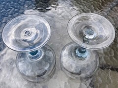 2 Sasaki Harmony Azure Blue Champagne/Tall Sherbet Glasses VTG MCM Barware 70s