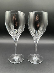 RARE Pair of TIFFANY & CO. Crystal Denise Red Wine / Water Goblet Glasses MINT