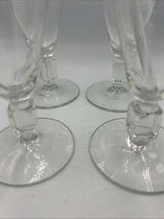 Vintage MCM Cube Stem Martini Cocktail Glass 5pc Set Frosted Rim Manganese Glow