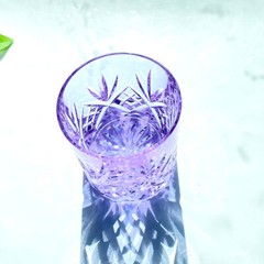 Modern Crystal 7oz Japanese Style Whisky Glass Engraved Purple Crystal Glass
