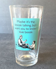 Vintage Retro Barware «I Love Booze» Glass Highball Tumbler Mancave Novelty