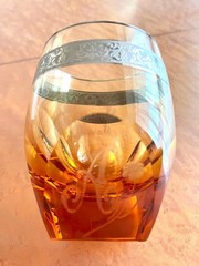 Moser Amber Glass D7cm H9.8cm Platinum Band
