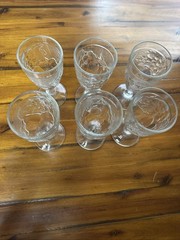 Vintage Set Of 6 Arcoroc France Clear Molded Embossed Fruit Design Goblets
