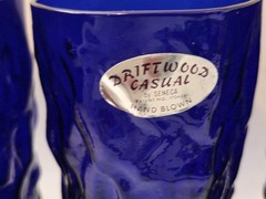 SET OF 4 Seneca Driftwood Casual COBALT BLUE 5 1/2-3/4” Tumblers 2 w/LABELS