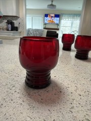 Vintage Anchor Hocking Ruby Red Tumbler, 3 Pack 2 Oz