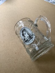 Set of 2 Tankard Beer Glasses 5” With Pewter Emblem Eagle Par