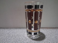 Barware 6 MCM Highball Glasses w/ Brown Gold & Black – Hazel Atlas? No Signature