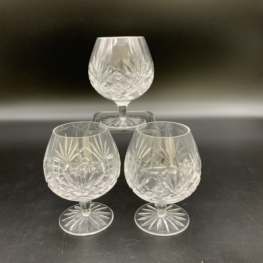 Vintage Heavy Cut Lead Crystal Brandy Snifters Starburst Cut Set of 3