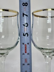 Vintage Wine Glasses Goblets Set Of 2 7” Elegant Gold Trim Bar Classic