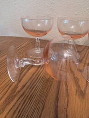 Vintage Set of 6 Fostoria Contour Pink Champagne Coupe Glasses
