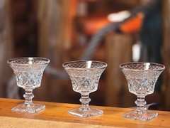 Vtg Set of 3 Imperial Glass Cape Cod Design Footed 3.5″ Tall Crystal Glass