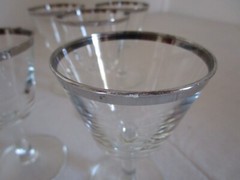 Set of 5 Silver Plated Rim Cordial Glasses 4.75 » (Made in France) 4 fl. oz.