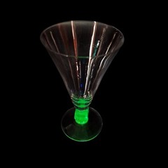 Vintage Bryce Teal Hellenic Cube Uranium Glass Stemware MCM Rare Color Set Of 4