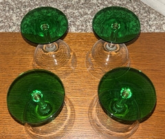 Vintage Weston Louie Depression Green Footed Cocktail Glass. Set of 4