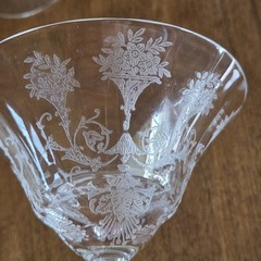 Morgantown Glass «Mayfair» Etched Champagne Glasses Set of 4 Art Nouveau Style