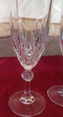 Set Of 2 Royal Crystal Rock LINEA GALA Champagne Glasses 7-3/4″ Barware Vintage