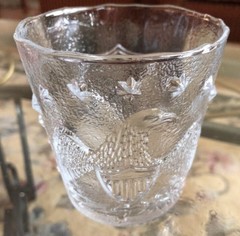 Vintage Clear Glass Tumblers with Embossed Eagle stars flag 12 oz