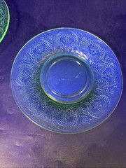 Lot Of 5 Uranium Indiana Glass Horseshoe Cup & Saucer Sets Green Depression GLOW