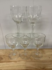 Standard Glass Co Criss Cross & Punties Etched Tall Cordial Sherry Glasses 5